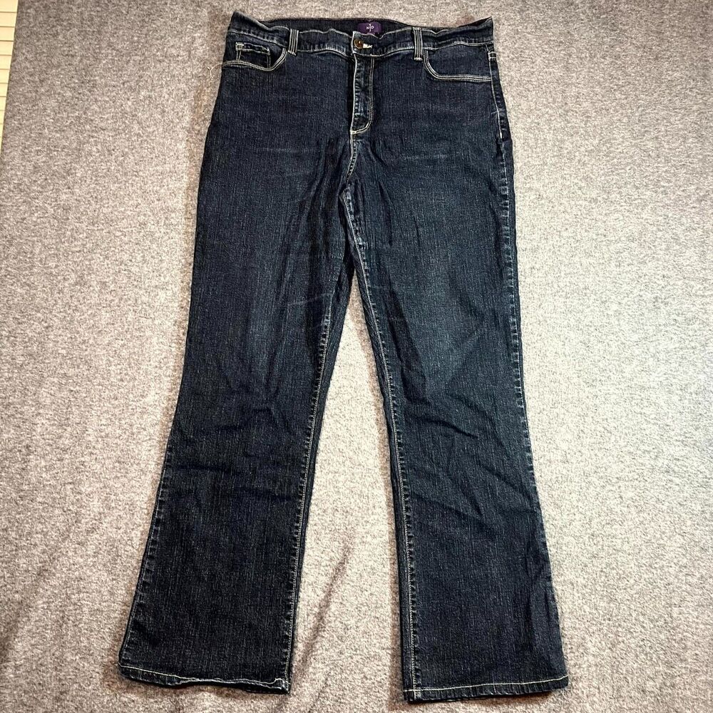 NYDJ Womens Barbara Bootcut Jeans Womens 16 Dark Wash Blue Mid Rise Stretch